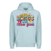 Blue Mist coffee scrubs and rubber gloves Premium Hoodie - texasbilliewilder