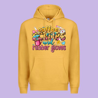 Coffee Scrubs And Rubber Gloves Premium Hoodie Designed By Texasbilliewilder