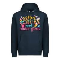 Navy coffee scrubs and rubber gloves Premium Hoodie - texasbilliewilder