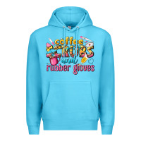 Ocean Blue coffee scrubs and rubber gloves Premium Hoodie - texasbilliewilder