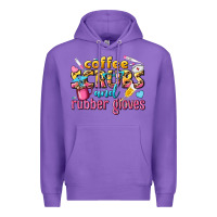 Purple coffee scrubs and rubber gloves Premium Hoodie - texasbilliewilder