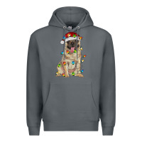 Rock pug with christmas lights Premium Hoodie - RanaPortraitStore