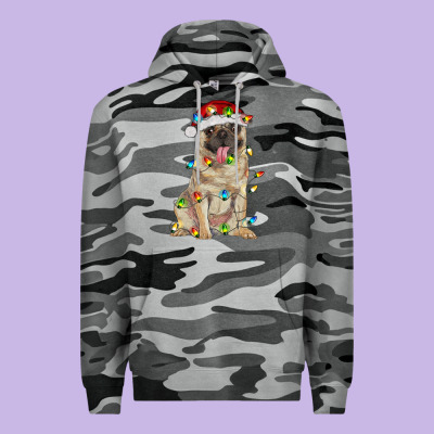 Pug With Christmas Lights Premium Hoodie Designed By Ranaportraitstore