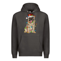 Smoke pug with christmas lights Premium Hoodie - RanaPortraitStore