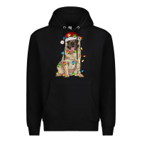 Black pug with christmas lights Premium Hoodie - RanaPortraitStore