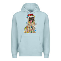 Blue Mist pug with christmas lights Premium Hoodie - RanaPortraitStore
