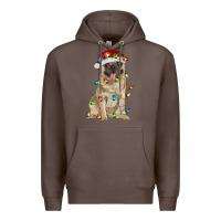 Coffee pug with christmas lights Premium Hoodie - RanaPortraitStore
