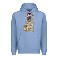 Colony Blue pug with christmas lights Premium Hoodie - RanaPortraitStore