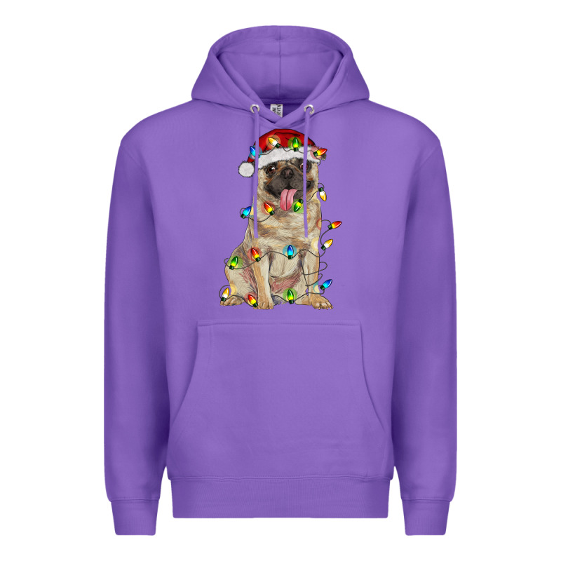 Pug With Christmas Lights Premium Hoodie by RanaPortraitStore | Teevron