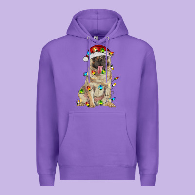 Pug With Christmas Lights Premium Hoodie Designed By Ranaportraitstore
