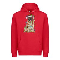Red pug with christmas lights Premium Hoodie - RanaPortraitStore
