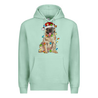 Seafoam pug with christmas lights Premium Hoodie - RanaPortraitStore