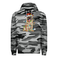 Slate Camo pug with christmas lights Premium Hoodie - RanaPortraitStore