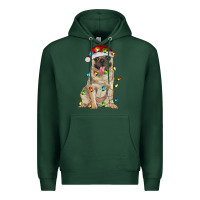 Sports Green pug with christmas lights Premium Hoodie - RanaPortraitStore