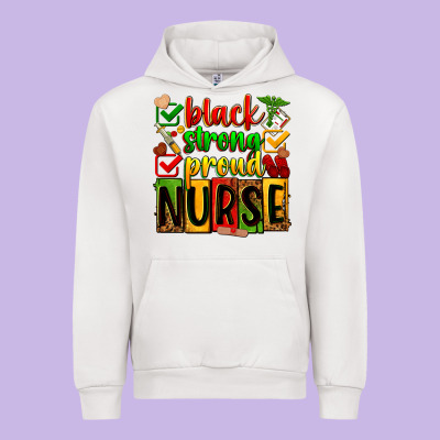 Black Strong Proud Nurse Urban Hoodie Designed By Zillion Design Studio