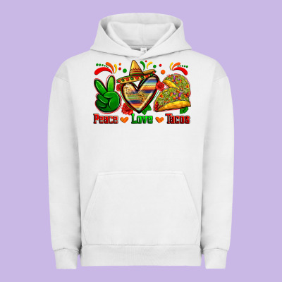 Peace Love Tacos Urban Hoodie Designed By Zillion Design Studio