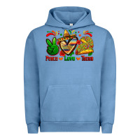 Pigment Pebble Blue peace love tacos Urban Hoodie - Zillion Design Studio