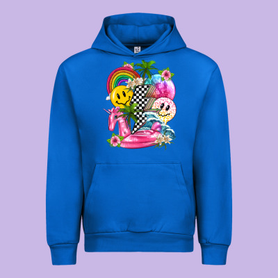 Summer Smile Face And Beach Vibes With Rainbow Tbw Urban Hoodie Designed By Texasbilliewilder