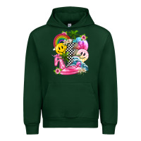 Forest Green summer smile face and beach vibes with rainbow tbw Urban Hoodie - texasbilliewilder