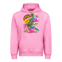 Fuchsia Pink summer smile face and beach vibes with rainbow tbw Urban Hoodie - texasbilliewilder