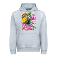 Heather Grey summer smile face and beach vibes with rainbow tbw Urban Hoodie - texasbilliewilder