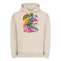 Pigment French Oak summer smile face and beach vibes with rainbow tbw Urban Hoodie - texasbilliewilder