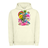 Pigment Pistachio summer smile face and beach vibes with rainbow tbw Urban Hoodie - texasbilliewilder