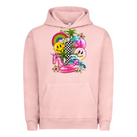 Pigment Salmon summer smile face and beach vibes with rainbow tbw Urban Hoodie - texasbilliewilder