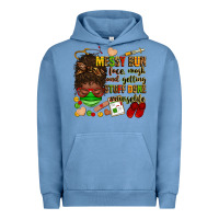 Pigment Pebble Blue messy bun face mask & getting stuff done  #nurselife Urban Hoodie - Zillion Design Studio