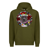 Army Green pitbull and buffalo plaid Premium Hoodie - RanaPortraitStore