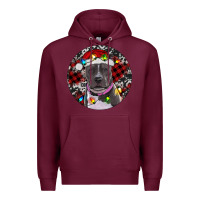 Burgundy pitbull and buffalo plaid Premium Hoodie - RanaPortraitStore