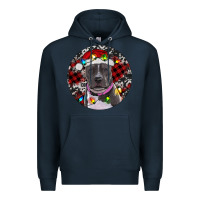 Navy pitbull and buffalo plaid Premium Hoodie - RanaPortraitStore