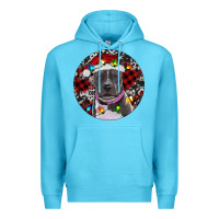 Ocean Blue pitbull and buffalo plaid Premium Hoodie - RanaPortraitStore