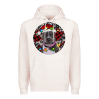 Pale Pink pitbull and buffalo plaid Premium Hoodie - RanaPortraitStore