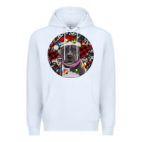 White pitbull and buffalo plaid Premium Hoodie - RanaPortraitStore