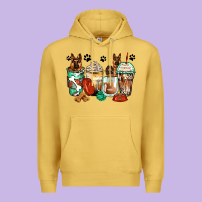 German Shepherds Coffee Cups Premium Hoodie Designed By Zillion Design Studio