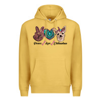 Antique Gold peace love chihuahua Premium Hoodie - RanaPortraitStore