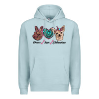Blue Mist peace love chihuahua Premium Hoodie - RanaPortraitStore