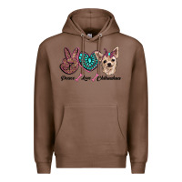 Chestnut peace love chihuahua Premium Hoodie - RanaPortraitStore