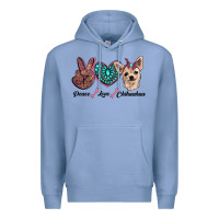 Colony Blue peace love chihuahua Premium Hoodie - RanaPortraitStore