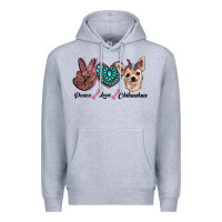 Heather Grey peace love chihuahua Premium Hoodie - RanaPortraitStore