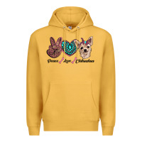 Mustard peace love chihuahua Premium Hoodie - RanaPortraitStore