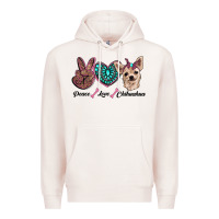 Pale Pink peace love chihuahua Premium Hoodie - RanaPortraitStore