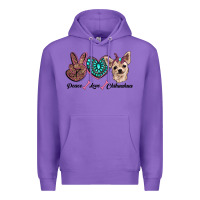 Purple peace love chihuahua Premium Hoodie - RanaPortraitStore