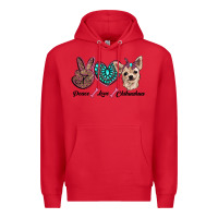 Red peace love chihuahua Premium Hoodie - RanaPortraitStore