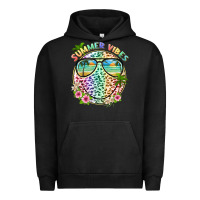Pigment Black summer vibes with smile face and leopard Urban Hoodie - texasbilliewilder