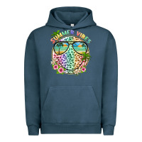 Pigment Midnight Navy summer vibes with smile face and leopard Urban Hoodie - texasbilliewilder
