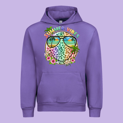 Summer Vibes With Smile Face And Leopard Urban Hoodie Designed By Texasbilliewilder