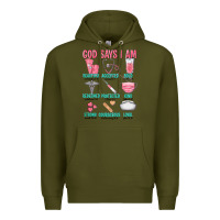 Army Green god says i am Premium Hoodie - texasbilliewilder