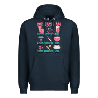 Navy god says i am Premium Hoodie - texasbilliewilder